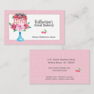 Floral Cake Stand Bakery Business Cards