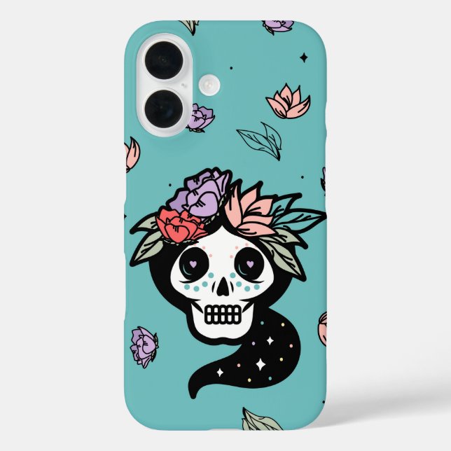 Floral Calavera – Day of the Dead Skull Case-Mate iPhone Case (Back)