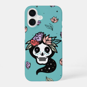 Floral Calavera – Day of the Dead Skull iPhone 16 Case