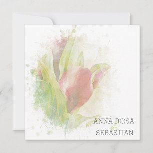 *~* Floral Calla Lily AR12 PHOTO RSVP + QR Wedding Invitation