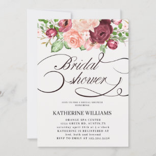 floral calligraphy bridal shower invitation