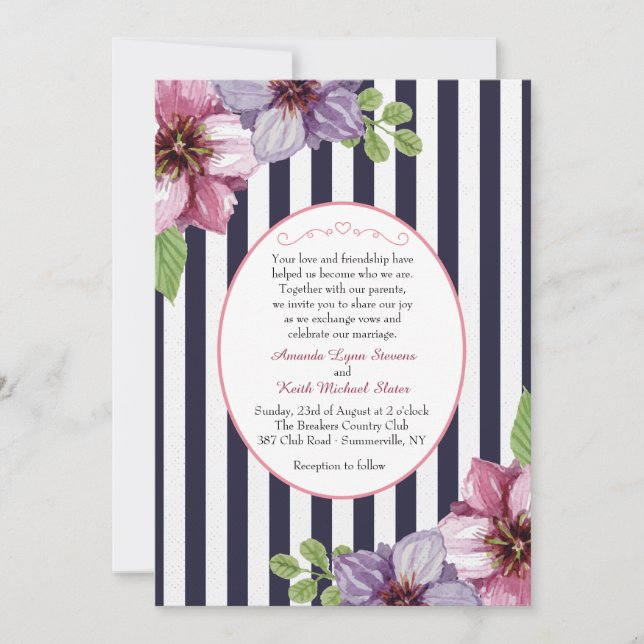 Floral Cameo Invitation (Front)