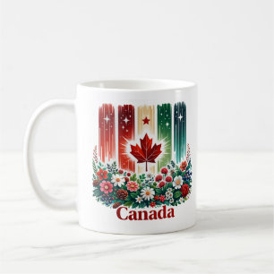 Floral Canada Day   Cute Canadian Flag Coffee Mug