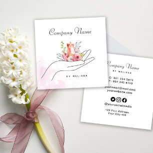 Floral Candle Square Business Card