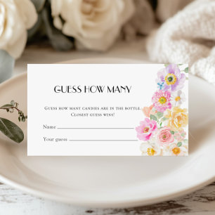 Floral Candy Guess Bridal Shower Game Enclosure Card