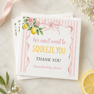 Floral Can't Wait To Squeeze Lemon Baby Shower Napkin