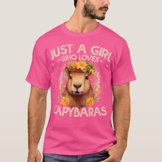 Floral Capybara Just A Girl Who Loves Capybaras T-Shirt