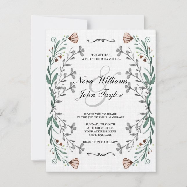 Floral Card for a wedding (Front)