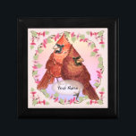 Floral Cardinals Gift Box<br><div class="desc">Floral Cardinals gift box by ArtMuvz Illustration. Matching cardinal t-shirt, bird lover apparel, cardinals gifts. red bird, bird watching gifts and cardinal apparel.</div>