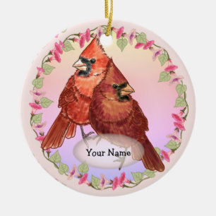 Floral Cardinals ornament