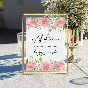 Floral Carnation Advice and Wishes Wedding Sign