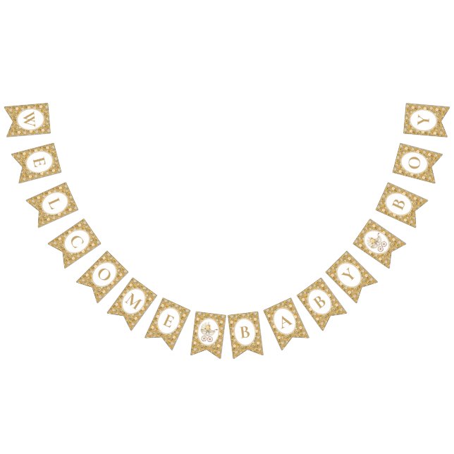 Floral Carriage Baby Boy Bunting Banner | Neutral (All)