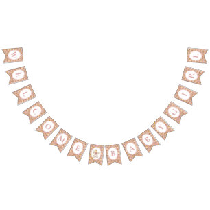 Floral Carriage Welcome Baby Girl   Blush Pink Bunting