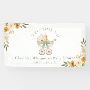 Floral Carriage Welcome Banner Sage Green