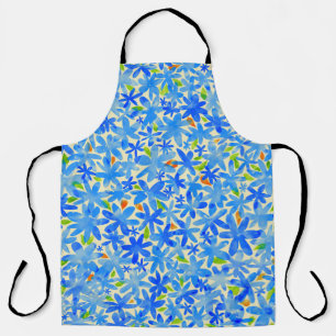 Floral Cascade: Blue Flowers Seamless Pattern Apron