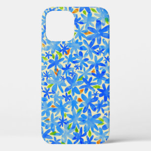 Floral Cascade: Blue Flowers Seamless Pattern iPhone 12 Case