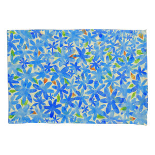 Floral Cascade: Blue Flowers Seamless Pattern Pillowcase
