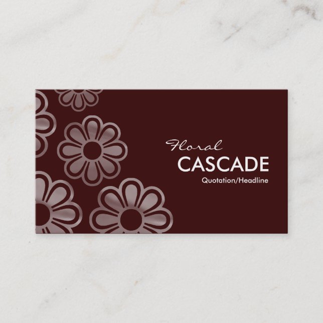 Floral Cascade - Dark Brown Business Card (Front)