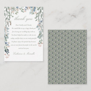 Floral Cascade Sage Green Wedding Thank You Place Card