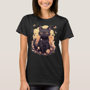 Floral Cat Butterflies Aesthetic Girls Women Graph T-Shirt