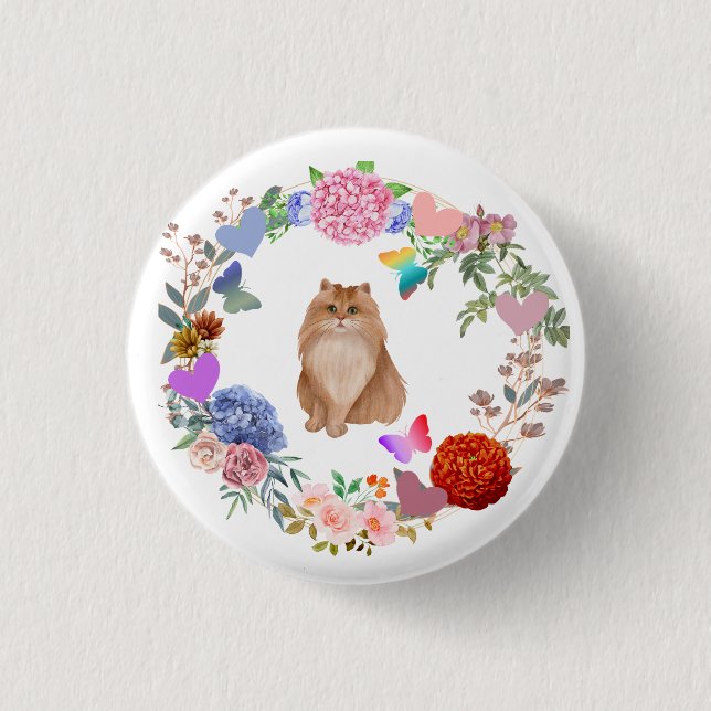 Floral Cat Button (Front)