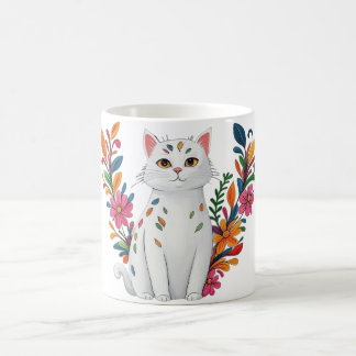 Floral Cat Coffee Mug