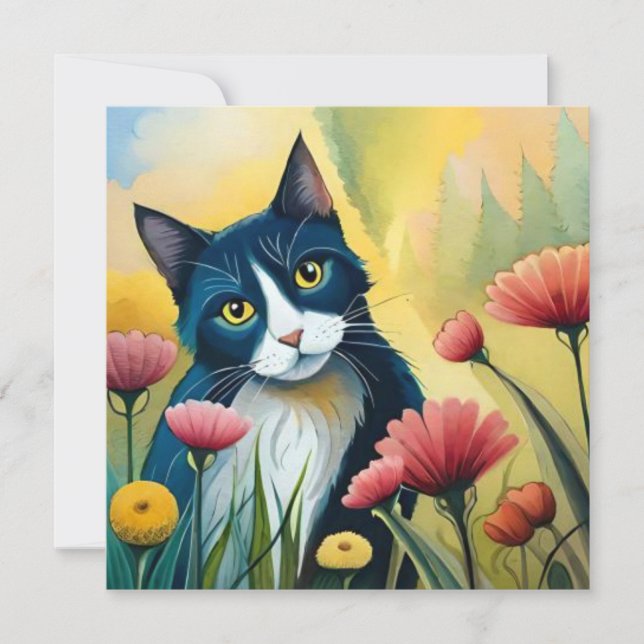 FLoral cat  Invitation (Front)