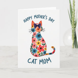 Floral Cat Moms Day Card