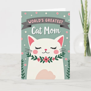 Floral Cat Mothers Day Card