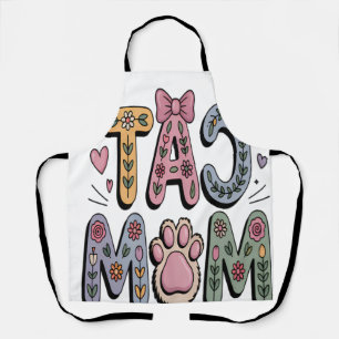 Floral Cat Mum with Paw Print Apron