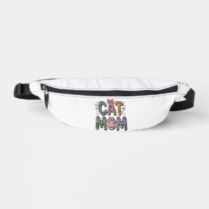 Floral Cat Mum with Paw Print Bum Bags