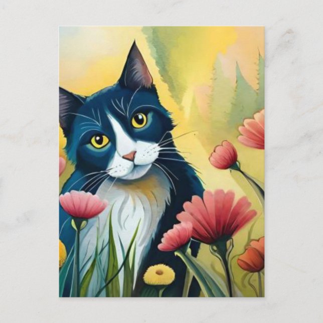 FLoral cat  Postcard (Front)