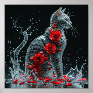 Floral cat poster