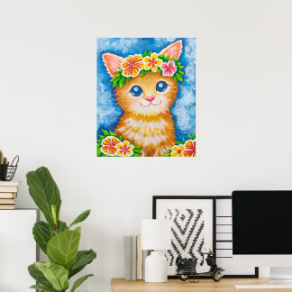Floral Cat★ Poster