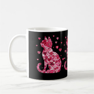 Floral Cat Silhouette ArtFaux Wrapped Canvas Print Coffee Mug