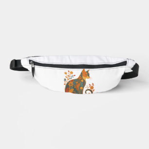 Floral Cat Silhouette � Colourful Vintage Botanica Bum Bags