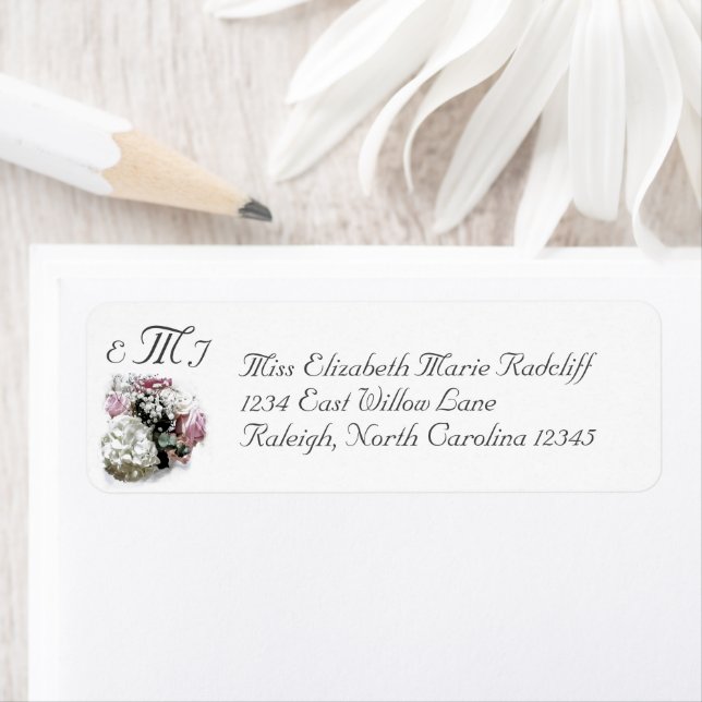 Floral Catholic Wedding Return Address Label (Insitu)