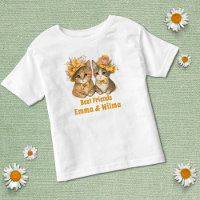 Floral Cats Best friends Yellow Whimsical Cute