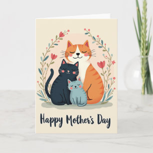 Floral Cats Mothers Day Card