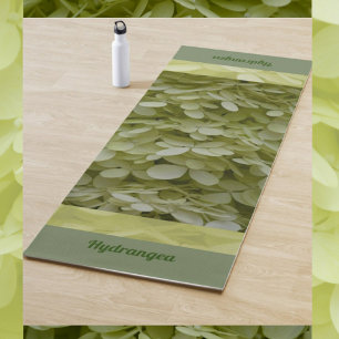 Floral Celadon Green Hydrangea Blossoms Yoga Mat