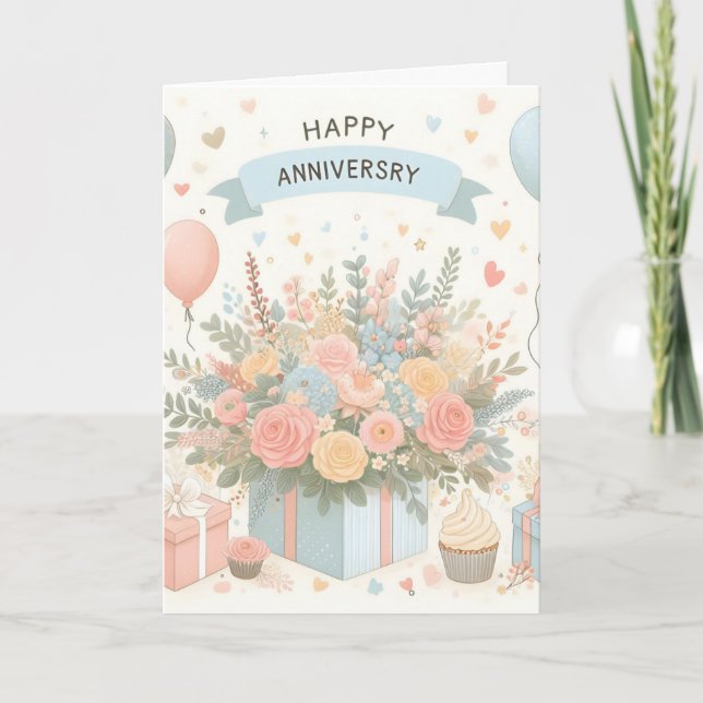 Floral Celebration Anniversary Card (Front)