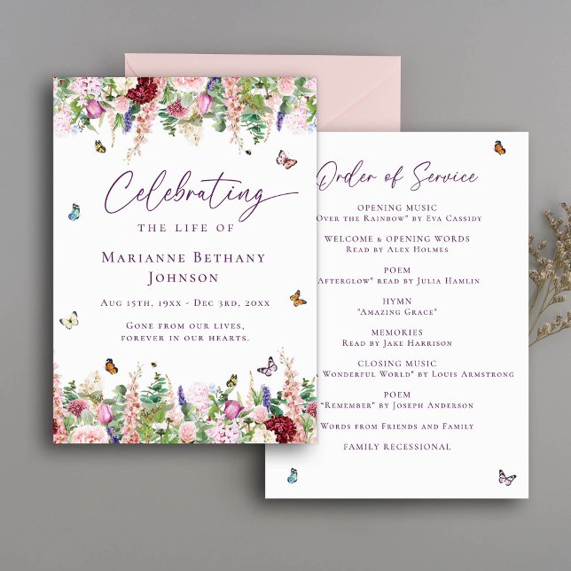 Floral Celebration of Life Order of Service Program (Creator Uploaded)