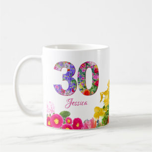 Floral Celebration Personalised 30th Birthday Mug