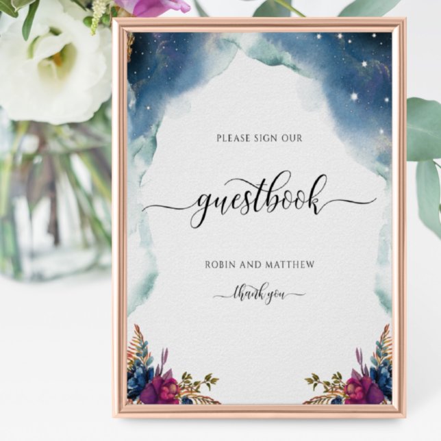 Floral Celestial,  Starry Guestbook Sign (Creator Uploaded)