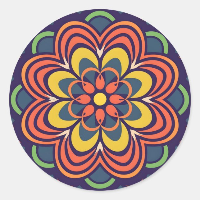 floral centre classic round sticker (Front)