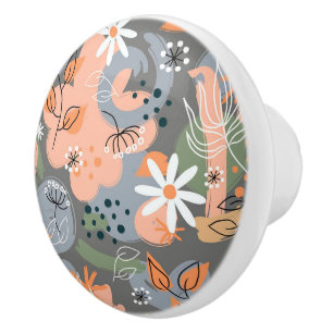 Floral Ceramic Knob