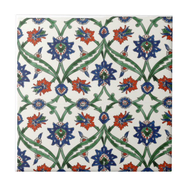 Floral Ceramic Tile, Small (4.25" x 4.25") Tile (Front)