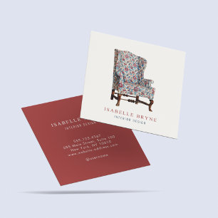 Floral Chair Interior designer Decorator Staging Square Business Card