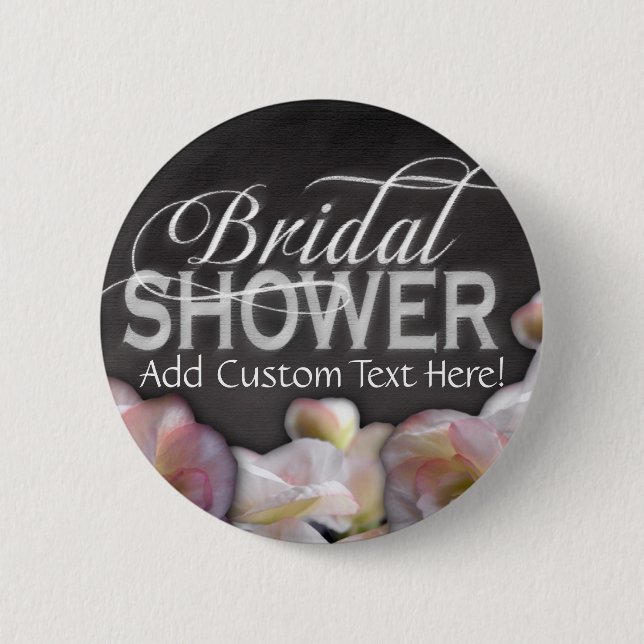 Floral & Chalkboard Bridal Shower 6 Cm Round Badge (Front)