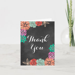 Floral Chalkboard Bridal Shower Thank you card